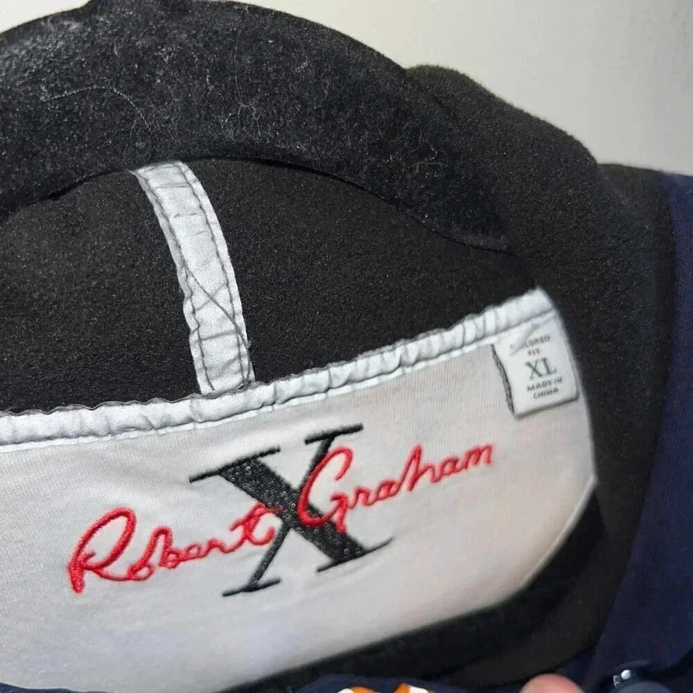 Robert Graham 1/4 Zip Hoodie Navy Blue XL - Picture 3 of 7